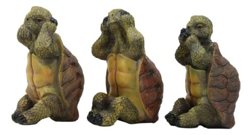 Wisdom Of The Ocean Whimsical See Hear Speak No Evil Sea Turtles Figurine Set