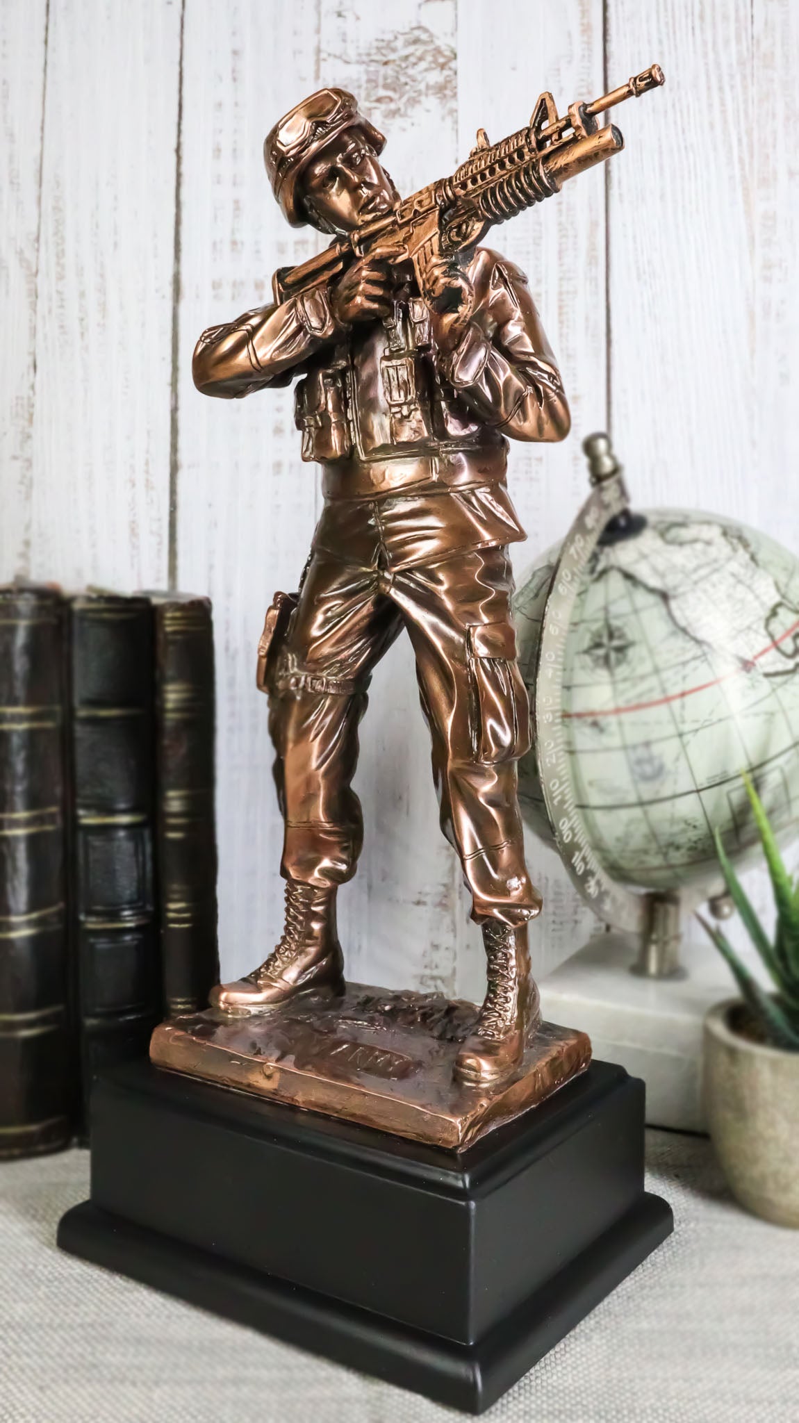 Ebros Men Of Duty Decorated Army Soldier Aiming With Rifle Figurine 11.5"Tall