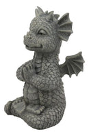 Zen Meditating Yoga Namaste Dragon Statue Faux Stone Resin 5"Tall Fantasy Decor