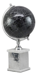 Ebros 16.75"H Black Desktop Swivel World Globe Aluminum Frame Marble Accent Base