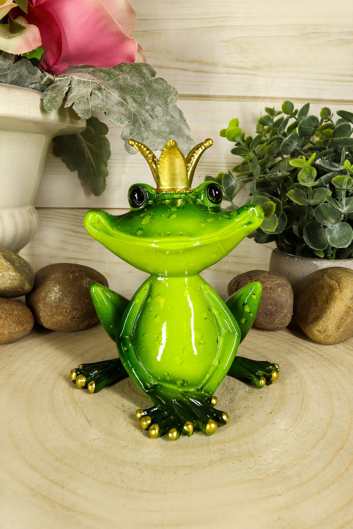 Ebros Gift Kiss A Frog Prince Charming with Crown Decorative Figurine 4.5" H - Ebros Gift