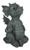 Keep Off Flip The Bird Rude Baby Dragon Sitting Statue 10"H Fairy Garden Decor