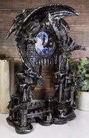 Large Gothic Smaug Dragon Overlord Guarding Castle Pendulum Table Clock Statue