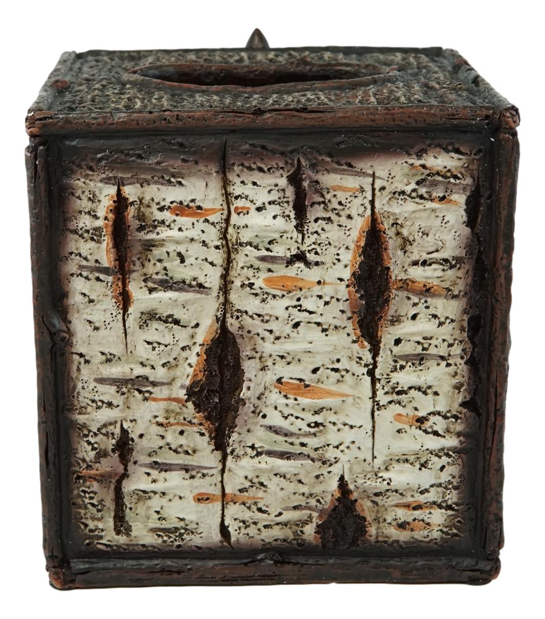 Rustic Southwestern Le Fleur Cross W/ Birch And Pinecones Tissue Box Holder Case - Ebros Gift