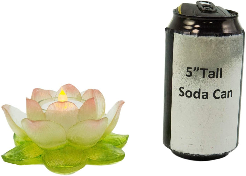 Ebros Lotus Flower Tea Light Candle Holder Statue 4.5"W (Translucent Acrylic)