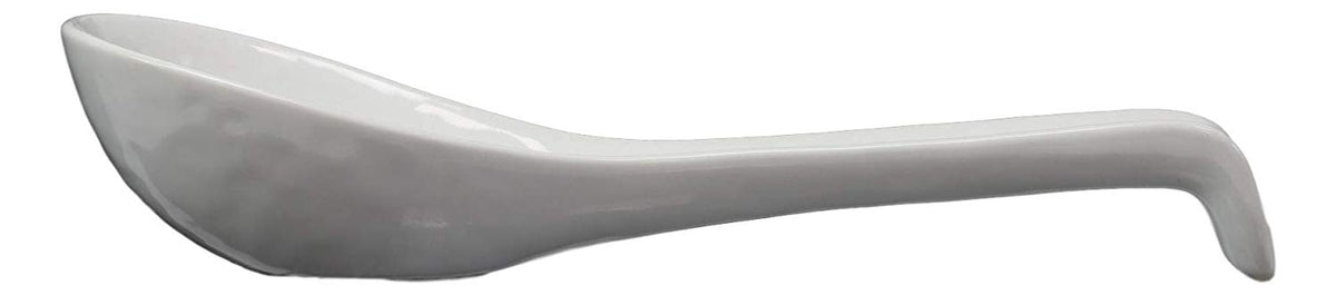 Ebros Japanese Modern Porcelain Soup Spoons With Ladle Hook Pack Of 6 (White) - Ebros Gift