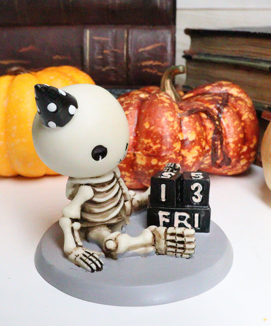 Ebros Eternal Friday 13th Birthday Celebration of Lucky The Skeleton Statue 3.5" Long The Unfortunate Luck of The Lightning Rocker Collectible Figurine - Ebros Gift