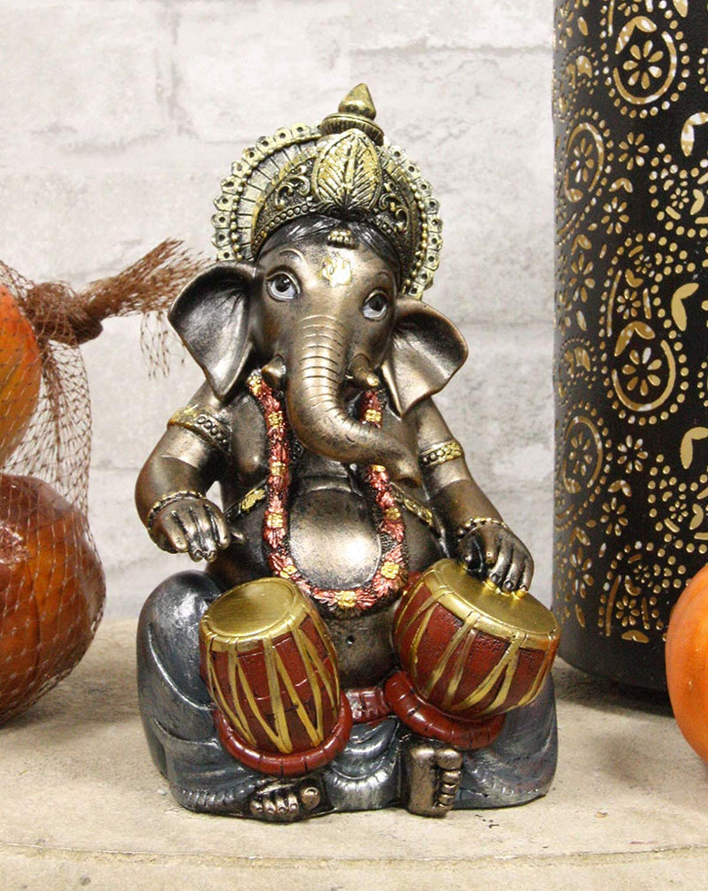 Ebros Celebration of Life Ganesha Playing Dholak Hindu Elephant God Deity Figurine