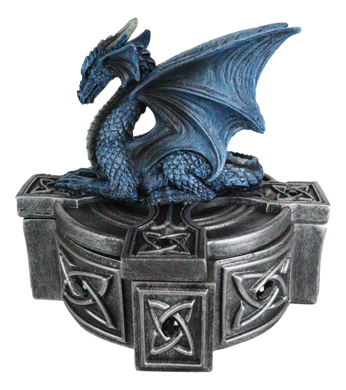 Ebros Celtic Cross Bifrost Altar Drake Dragon Jewelry Box Sculpture Trinket Box - Ebros Gift