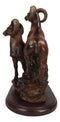Rustic Country Bighorn Sheep Ram Family On Rock Faux Mahogany Wood Figurine