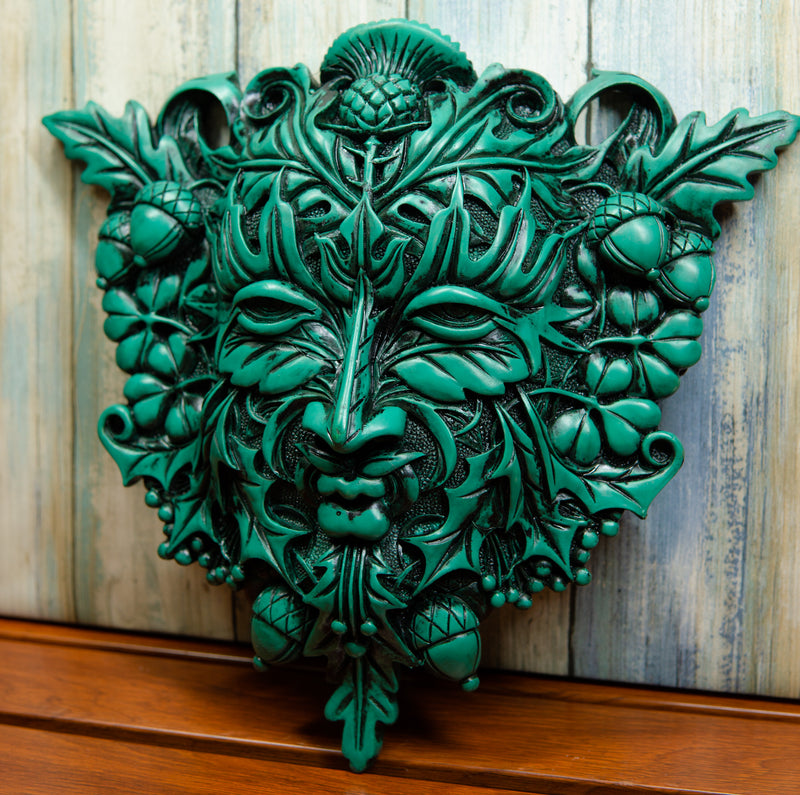 Ebros Green Acorn & CloverGreenman Unique Wall Plaque Sculpture By Maxine Miller