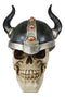 Viking Chieftain Warlord Warrior Odin Skull With Bull Horned Helmet Figurine