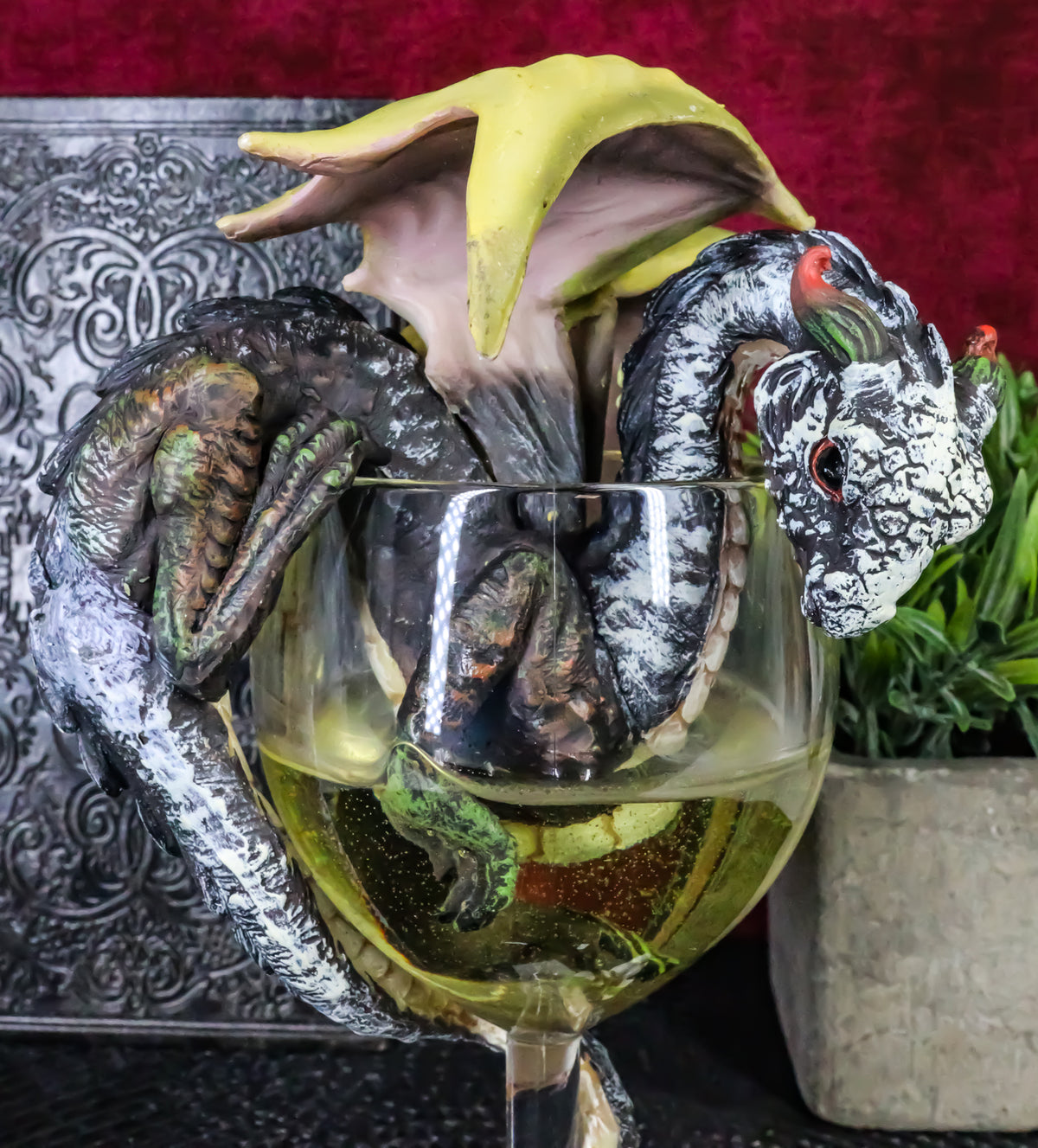Ebros Drunken White Wine Spirit Dragon Statue Medieval Renaissance Fantasy Decor - Ebros Gift