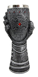 Ebros Medieval Knight Of Chivalry Gauntlet 9.5"H 8oz Wine Drink Goblet Chalice Cup