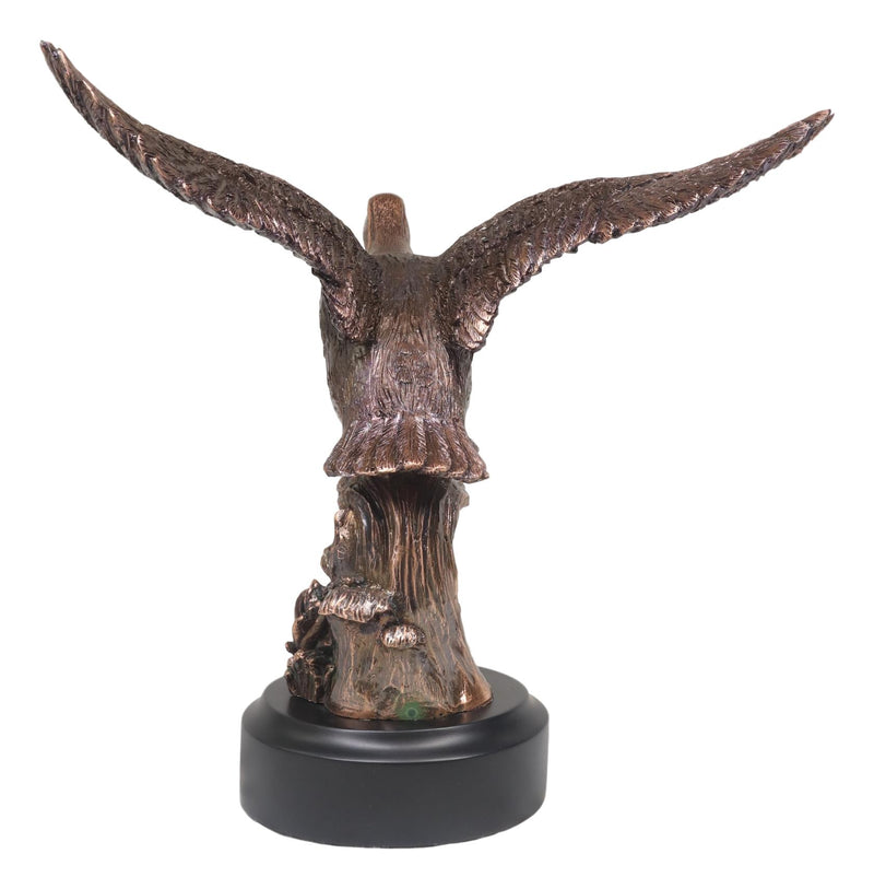 Rustic Pond Flying Mallard Duck Statue In Bronze Electroplated Resin Finish