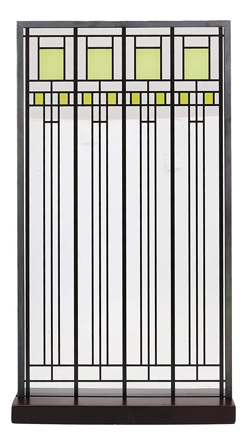Ebros Frank Lloyd Wright Oak Park House Playroom Stained Glass Art Metal Framed Hanging Wall Decor Or Desktop Plaque Home or Office Decorative Masterpiece 14" by 7.75" Glass Dimensions