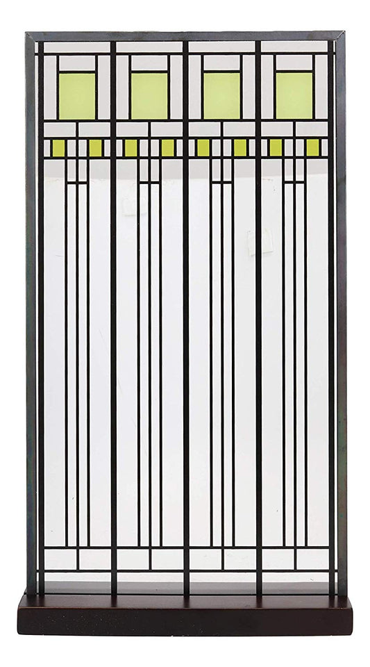Ebros Frank Lloyd Wright Oak Park House Playroom Stained Glass Art Metal Framed Hanging Wall Decor Or Desktop Plaque Home or Office Decorative Masterpiece 14" by 7.75" Glass Dimensions