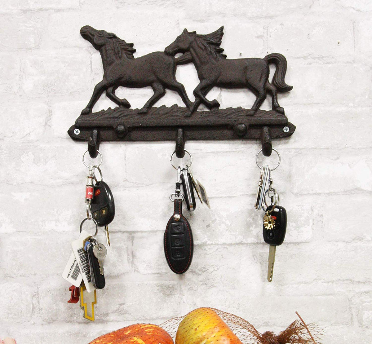 Ebros Western Country Galloping Horses Wall Hanging Hooks 11" Wide 3 Peg Hook Decor