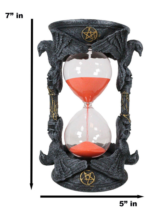 Gothic Alchemy Pentagram Circle Raven Crows Skull Pillars Sand Timer Sandtimer
