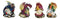 Set of 4 Metallic Red Green Pink Blue Dragons Crouching On Skulls Mini Figurines