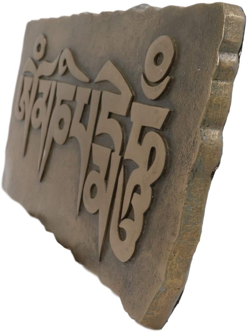 Ebros Bronze Om Mani Padme Hum Tibetan Script Plaque Wall Decoration