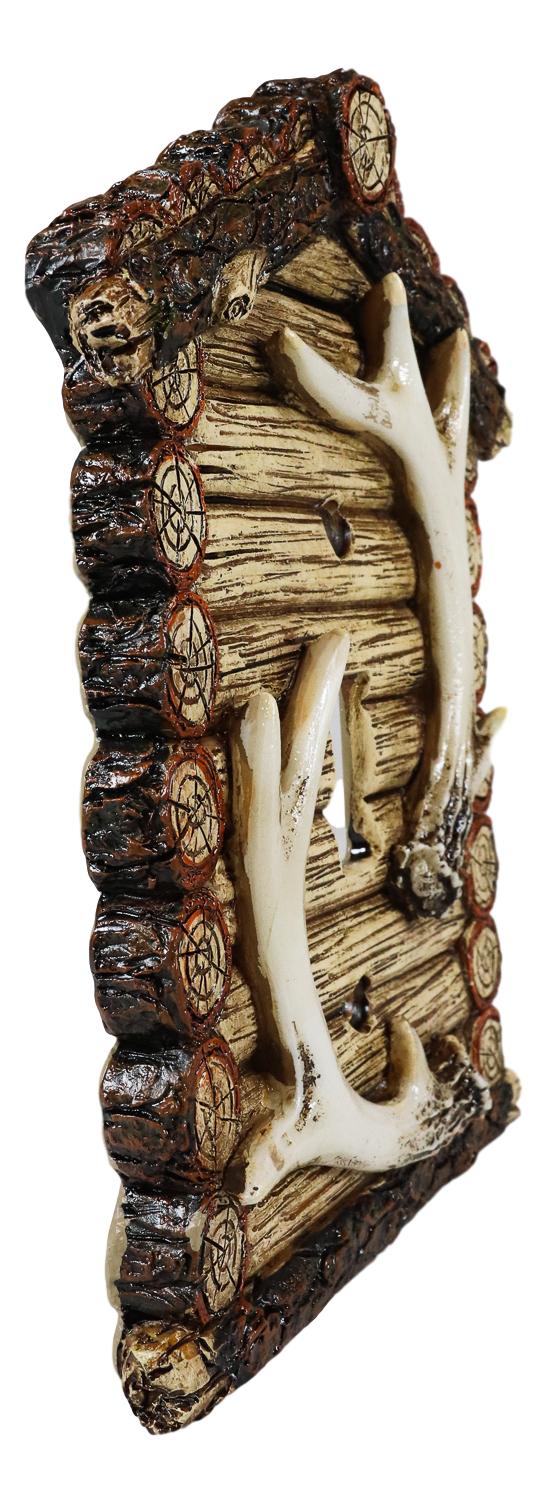 Pack of 2 Rustic Log Cabin Deer Antlers Single Toggle Switch Wall Outlet Plate