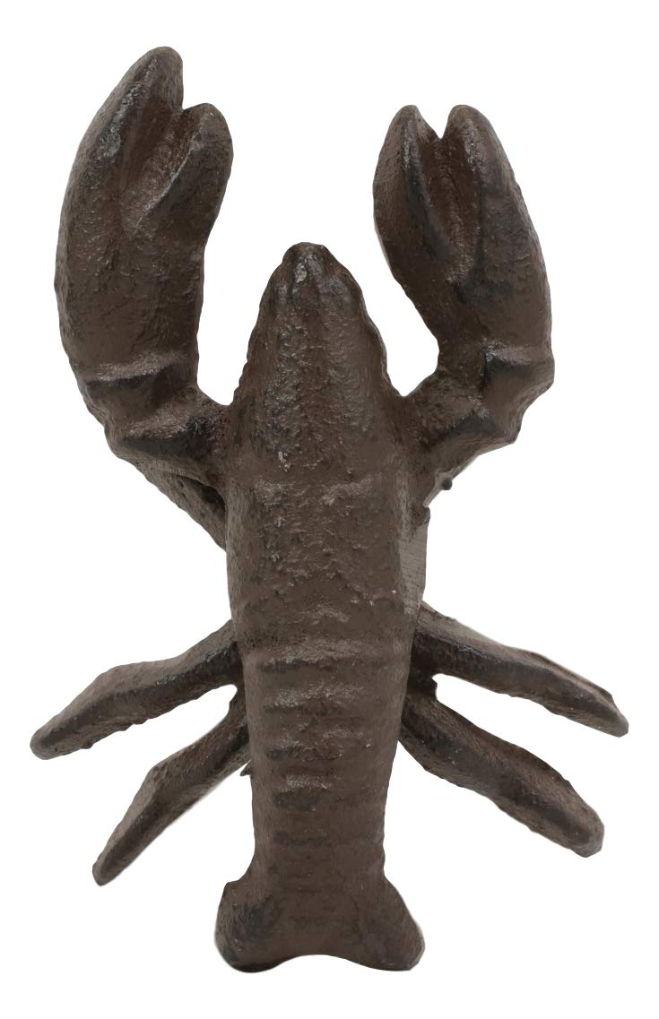 Ebros Cast Iron Nautical Cajun Creole Crawfish Baby Lobster Decorative Figurine Accent in Rustic Bronze Vintage Finish 3.75" Tall Coastal Southwestern Hanger Decor Crayfish Boil (4)