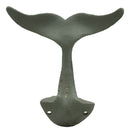 Ebros Set of 2 Cast Iron Nautical Baleen Blue Whale Tail Wall Hooks in Verdi Blue and Gold Metallic Color 5" Wide Hanger