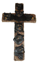 Rustic Western Forest Black Bears Faux Wooden Tree Wall Cross Decor 14" H