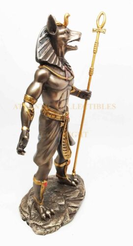 Ebros Egyptian Theme Anubis Holding Staff God of Aferlife & Dead Inpu Statue Sculpture - Ebros Gift