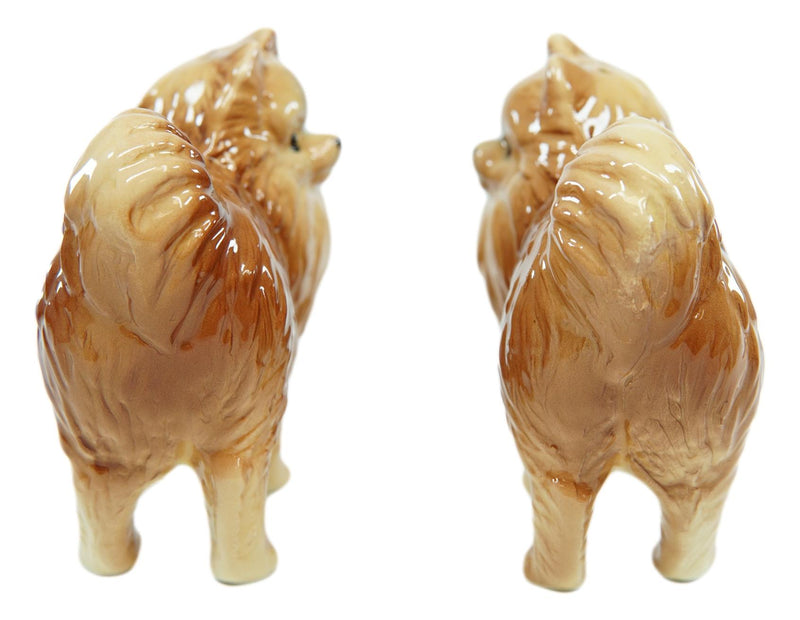 Ebros Pom Pom Golden Groomed Pomeranian Attractives Magnetic Salt Pepper Shakers