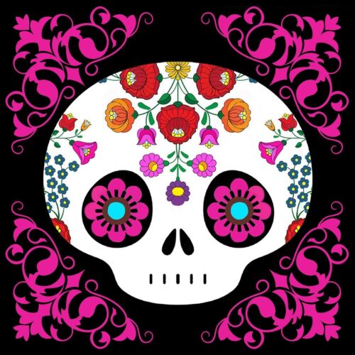 Ebros Calavera Baby Sugar Skulls DOD Ceramic Coaster Set 4 Corked Tiles