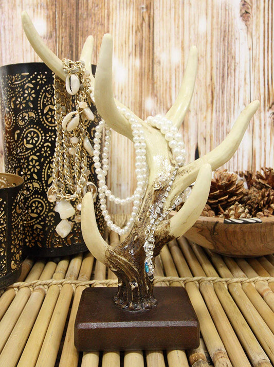 Ebros Rustic Buck Deer Antler Jewelry Accessories Holder Hook Stand 10.25"H