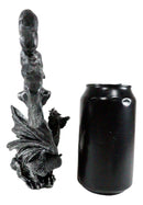 Fantasy Skull Bones Letter Opener Dagger With Gothic Dragon Castle Base Stand