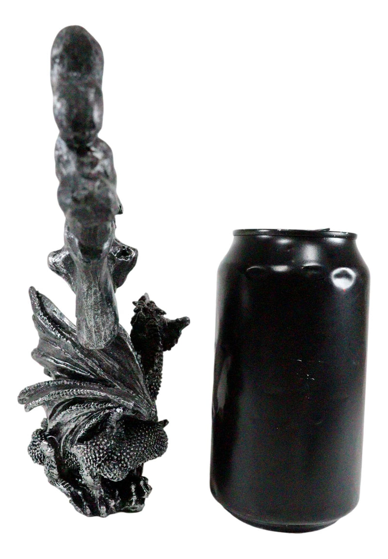 Fantasy Skull Bones Letter Opener Dagger With Gothic Dragon Castle Base Stand