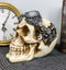 Steampunk Pilot Aviator Cyborg Skull Figurine Painted Gearwork Robotic Sculpture