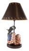 Soaring Bald Eagle With American Flag Memorial Table Lamp Figurine 19" Tall