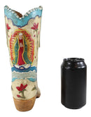 Rustic Western Colorful Our Lady Madonna Guadalupe Cowboy Boot Vase Figurine