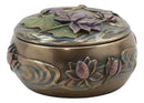Ebros Nouveau Dragonfly Flitting Lily Over The Pond Round Jewelry Box Figurine