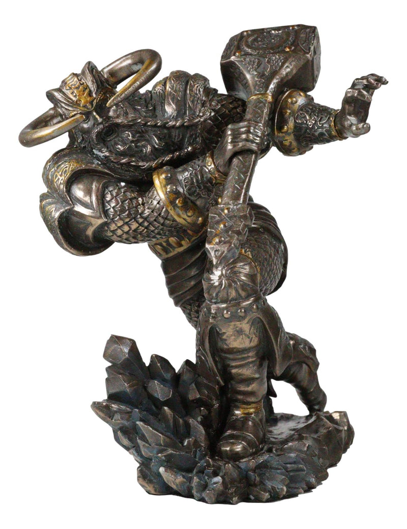 Asgard God Of Thunder Thor Wielding Mjolnir Hammer Figurine Charging Thor Statue