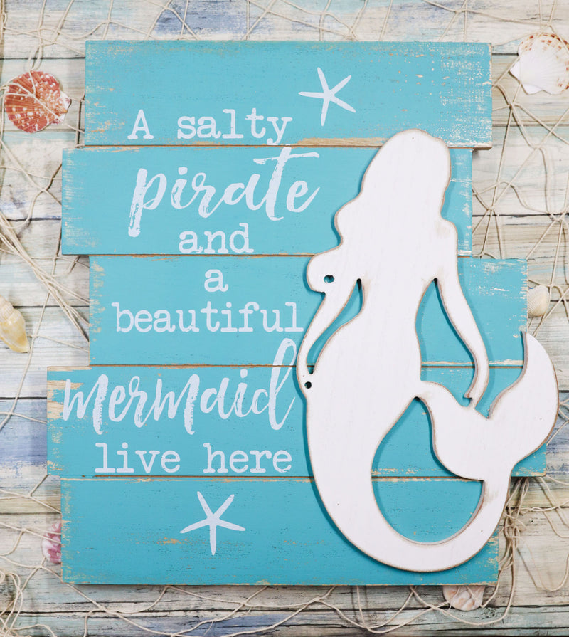 Ebros Mermaid Starfish Wall Decor A Salty Pirate And Beautiful Mermaid Live Here