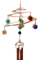 Ebros Gift Spiral Galaxy Copper Metal Wind Chime With Colorful Marbles Resonant Outdoor Patio Garden Decor Accessory