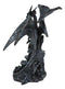 Gargantuan Stone Dragon Guarding Medieval Castle On Mountain Steppes Figurine