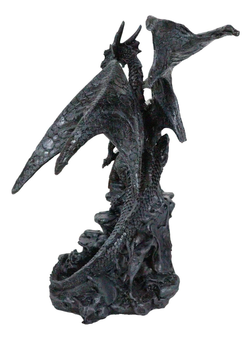 Gargantuan Stone Dragon Guarding Medieval Castle On Mountain Steppes Figurine