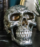Metallic Finish Diamond Plate Skull Figurine 4.5"L Resin Cranium Ghost Statue