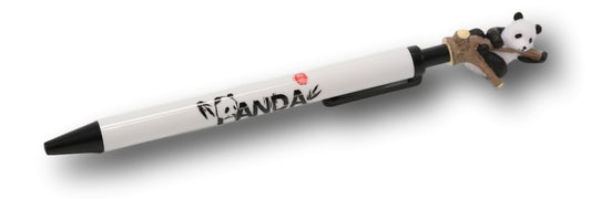 Pack Of 4 Panda Bear Cub Climbing On Tree White Ballpoint Ball Black Ink Pens - Ebros Gift