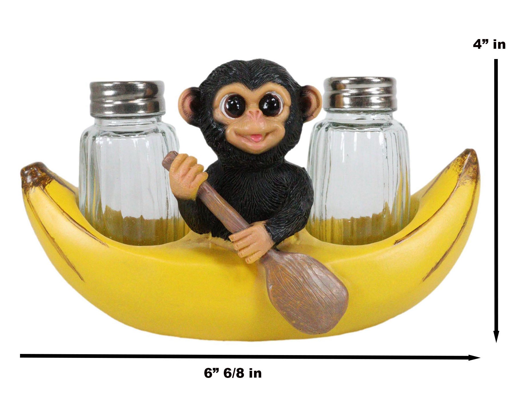 Ebros Gift Baby Monkey Rowing In Banana Boat Salt & Pepper Shakers Hol