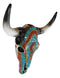 Southwest Steer Cow Skull With Turquoise Gold And Red Teardrop Gems Wall Decor