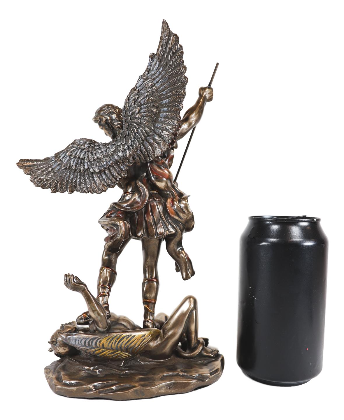 Ebros Saint Archangel Michael Piercing Lucifer With Spear Decor Figurine 10.25"H - Ebros Gift
