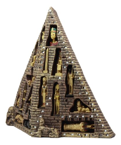 Ebros Egyptian Pyramid Statue With 16 Miniature Gods Anubis Osiris Isis Maat Bastet - Ebros Gift